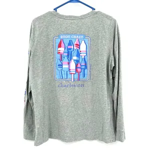 Vineyard Vines Size Medium Shirt Gray Pocket Tee Long Sleeve Buoy Crazy Nautical thumbnail 3