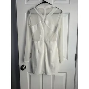 Women’s Lulu’s Living The Spotlight White Mesh Long Sleeve Mini Dress M Bride thumbnail 4