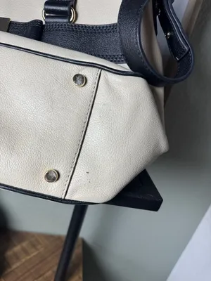 Kate Spade New York Black and Cream Leather Bow Satchel Handbag thumbnail 7