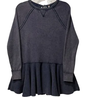 Free People Drop Waist Sweatshirt Mini Dress Navy‎ Oversized Open Back XS New thumbnail 1