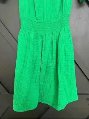 NWT Michael‎ Stars Katelyn Cotton Gauze Smocked Waist Peasant Dress Green Medium thumbnail 5