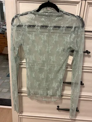 NWT Free people lady lux sheer top polar fog thumbnail 5