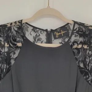 Yumi Kim Romper Women’s Small Black Silk Floral Lace Long Sleeve Open Back thumbnail 5