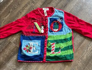 Tiara Women's Christmas Cardigan Sweater XL Multicolor Festive Holiday NOEL‎ thumbnail 1
