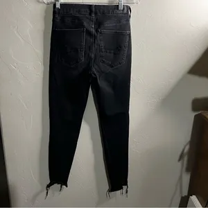 American Eagle Black The Dream Curvy Super Hi Rise‎ Distressed Denim Jeans thumbnail 7