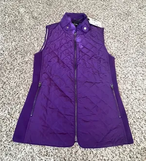 41 Hawthorn Womens Purple Quilted Vest Plaid Lined Ribbed Sides XS NWT‎ thumbnail 1