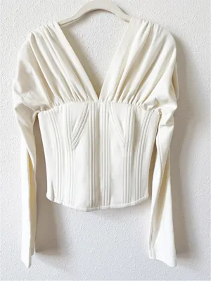Ceren Ocak Bustier Top Ecru Size XS Neutral Luxury Party Going Out thumbnail 1