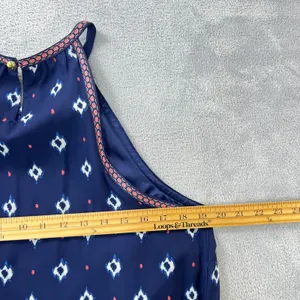 C. Wonder Halter Maxi Dress Womens 14 Blue Geometric Ikat‎ Tiered Boho Summer thumbnail 8