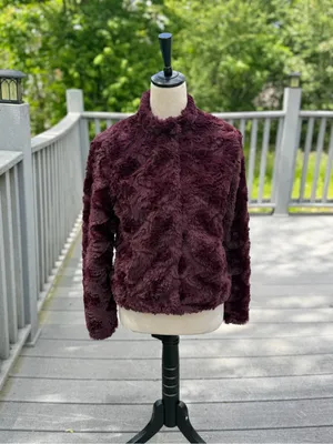 Lemon Tart Plum Faux Fur Jacket Cozy Luxe Winter Coat thumbnail 2