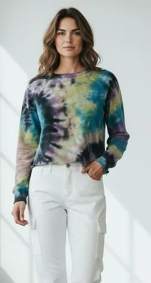 Mother Denim‎ The Hugger Swirling Secrets Tie Dye Sweatshirt XS thumbnail 1