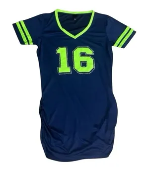 Lady 12 Seattle Seahawks #16 Lockett Blue Green Tunic Dress Size L Rhinestone thumbnail 1
