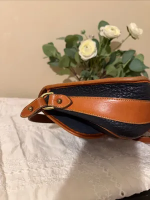 Dooney & Bourke Black Pebbled Leather Crossbody with Brown Trim thumbnail 6