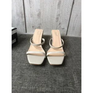 Katlui Womens Sandals 9.5 Beige Apricot Slip On Heels Open Toe Summer Strappy thumbnail 5