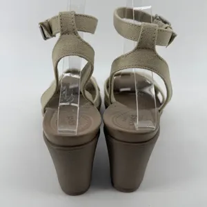 Crocs Leigh II Cross Strap Ankle Wedge Sandal Beige Khaki Women 8 Strappy New thumbnail 4