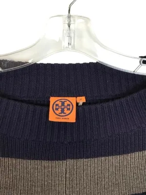 Tory Burch Size Medium 100% Wool Oversized Wool Short Sleeve Striped Sweater thumbnail 3