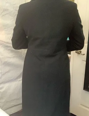Black midi wool coat warm jacket thumbnail 3