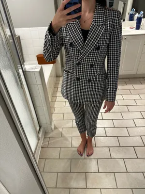 Zara black and white gingham suit jacket thumbnail 5