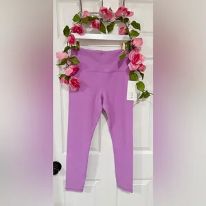 Athleta NWT Purple Fitness Ribbed Elation Gym Yoga Large UV Wicking Leggings thumbnail 2