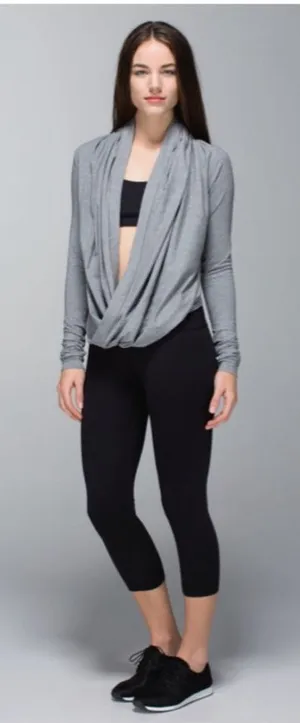Lululemon Iconic Wrap Womens 6 Yoga heathered gray loose‎ fit workout dance thumbnail 1