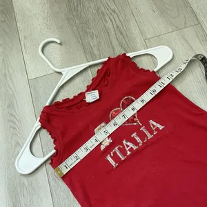 Italia Tank Top cotton sequin ruffle womens Red (size 2) blokecore euro y2k vtg thumbnail 3