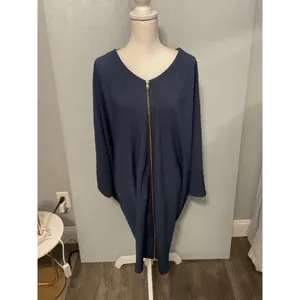 ASOS Womens Dress Navy Blue Zip Front Cocoon Draped Back Size 6 Long thumbnail 3