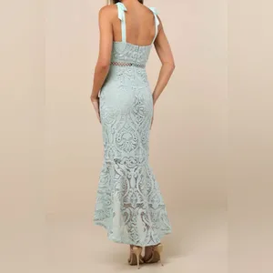 LULU’S Won Your Heart Sage Green Lace Tie-Strap High-Low Midi Dress thumbnail 9
