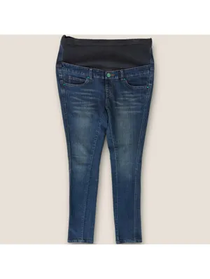 Women's Size Medium Maternity Jeans Slim Fit Dark Wash Casual thumbnail 2