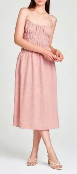 WAYF Isabelle Shirred Seersucker Midi Sundress Size‎ Small thumbnail 1
