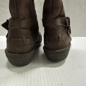 UGG Riding Boots Womens 6 Brown Leather Knee High Shearling Lined‎ Zip Buckle thumbnail 4