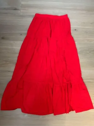 NEW High Waist Flowy Maxi Skirt High Slit Pockets M thumbnail 6