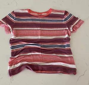 Abercrombie & Fitch Essentials Pink Striped Crop Top T Shirt Size Women's XS thumbnail 1
