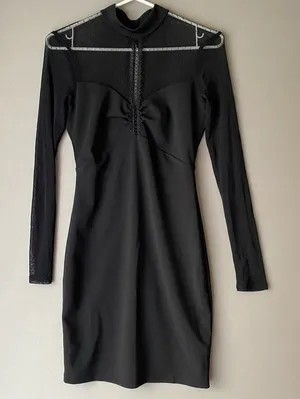 Lulu’s size small goth Victorian neckline‎ sheer mini dress thumbnail 1