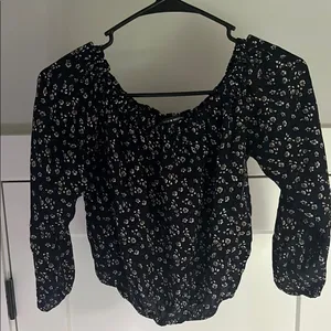 Brandy Melville Black Floral Blouse thumbnail 1