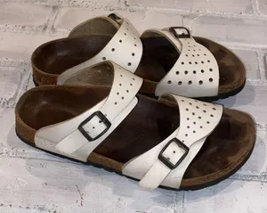 Birkenstock Birkis Freeport White Double Strap Perforated Sandals thumbnail 6