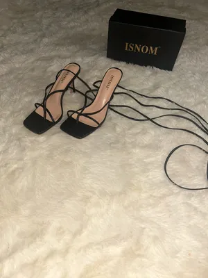 Insom Black Lace-Up Strappy Stiletto Sandals for Women NWT thumbnail 2