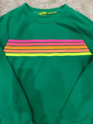 Aviator Nation Kelly Green Crewneck Sweatshirt With Neon Stripes Revolve Small thumbnail 4