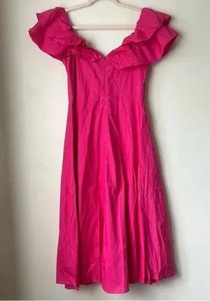Petal & Pup Cabo Magenta Frill Sleeve Midi Dress M thumbnail 13