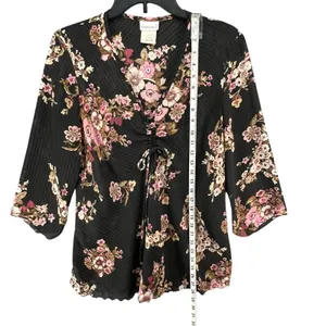 Fashion Bug Vintage 90s Floral Babydoll Top L Cinched Bust Y2K Romantic Fairy Grunge Blouse thumbnail 7
