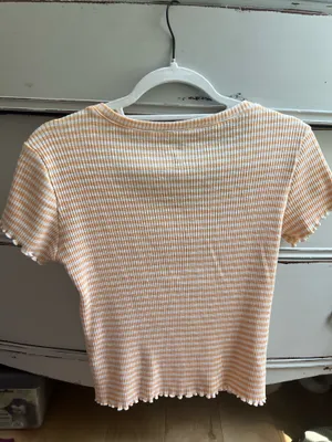 Me To We PacSun Yellow Striped Top Cinch Lettuce Edge XS thumbnail 2