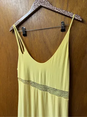 ASOS Cami Strap Lace Panel Maxi Dress Ruffle Detail Pastel Butter Yellow 12 NEW thumbnail 5