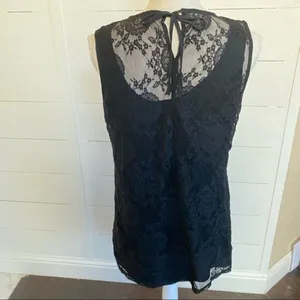CAbi Date Night Black Lace Tunic Elegant Romantic Tank Style#942‎ S thumbnail 4
