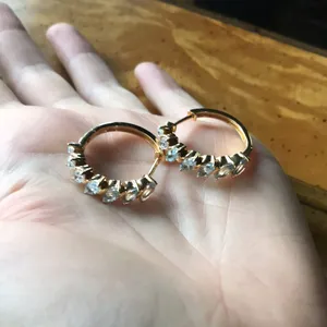 Natural Sky Blue Topaz Sterling Silver Marquise Cut Hoop Earrings thumbnail 4