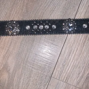 Mountain West Rhinestone Black Leather Belt Womens Studded Western thumbnail 7