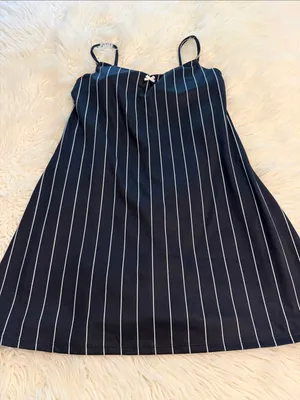 Gilly Hicks Navy Pinstripe Dress with White Stripes with shorts under it size L thumbnail 10