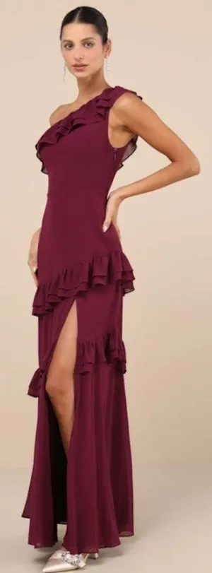 LULU's Bridesmaid Prom Wedding Flowy Romantic Flowy Sexy Chiffon Maxi Dress thumbnail 1