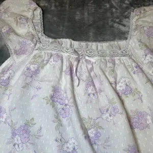 Vintage Womens Size Medium Floral Nightgown Robe Set Purple Lace Made in USA thumbnail 8