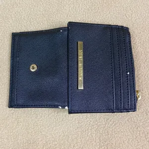 Steve Madden Black Faux Leather Zip‎ Card Holder Wallet Coin Pouch ID Window GUC thumbnail 4