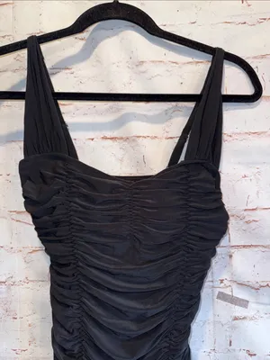 Womens NWT Black Ruched One-Piece swimsuit adjustable straps Small underwire bra thumbnail 2