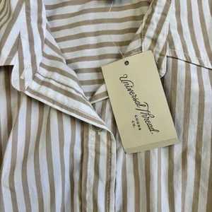 Universal Threads Striped Maxi Dress Women's Size XL NEW Tan White Cotton Pockets thumbnail 11