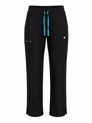 FIGS Technical Collection Black Cargo Scrub Pants Teal Drawstring S Petite thumbnail 2